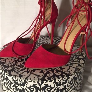 Charlotte Russe Red Lace Up Heels